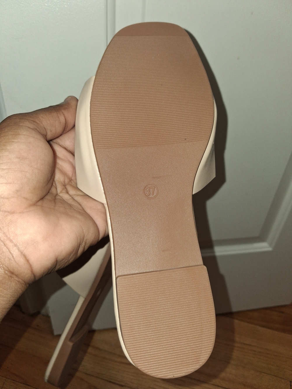 Sleek Neutral Block Heel Mules in Cream